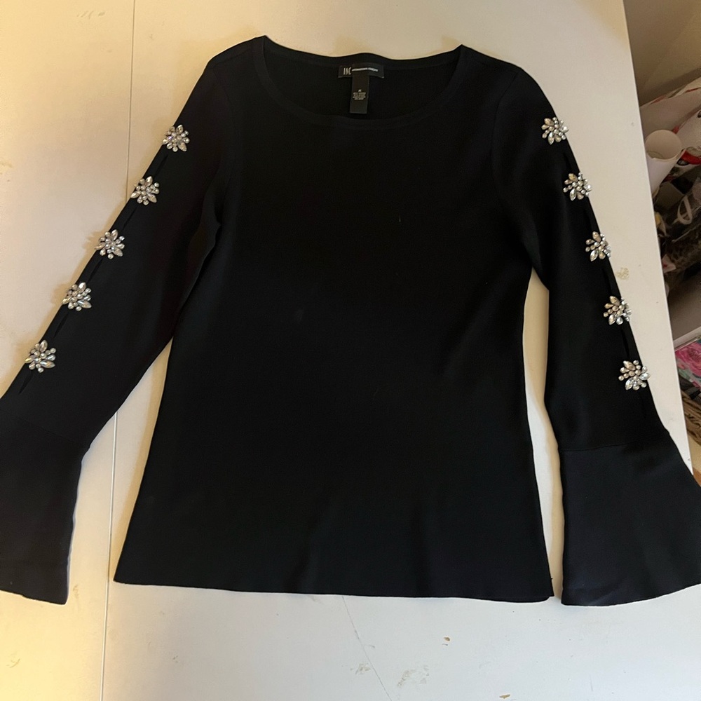 INC black rhinestone long with Bell sleeves